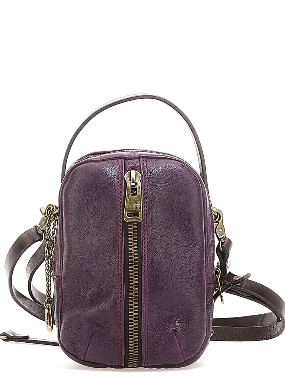 A.S.98 Purple Leather Crossbody with Gold Hardware